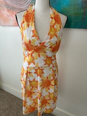 Pretty Little Thing NWT Orange Yellow Sun Halter Mini Dress 8